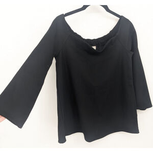 Tuckernuck Blouse Womens Small Black Bell Sleeve Stretch Pullover Top Minimalist